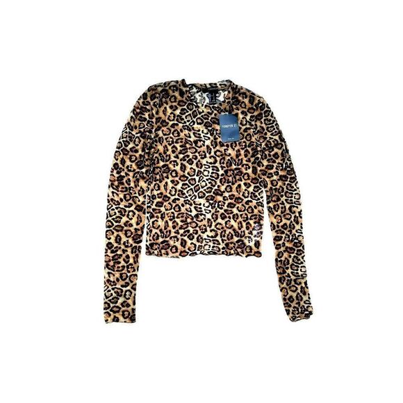 Forever 21 Sheer Leopard Top Women's Sz Small - Picture 1 of 1